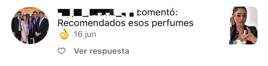 Comentario en Instagram: "Recomendados esos perfumes"